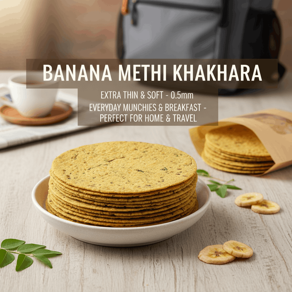 Banana Methi Khakhra (400g) | Paper-Thin 0.5mm | Kela Methi Bhajia Flavor
